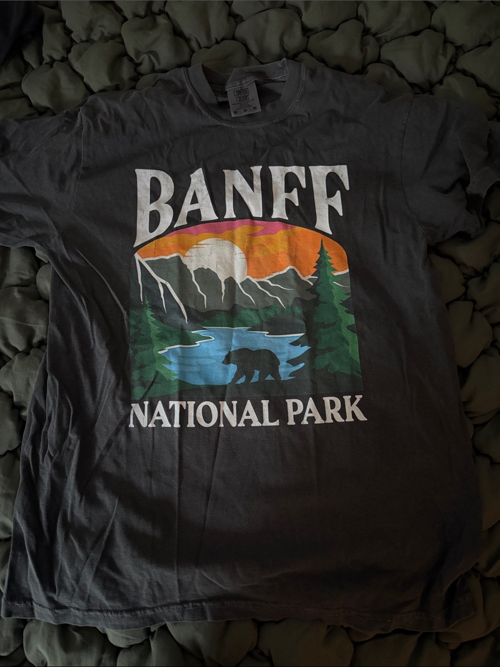 Banff National Park Graphic Tee - Black with Multicolor Print